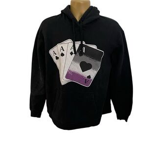 Ace Playing Cards Asexual Pride Flag Graphic Hoodie Black XL Unisex